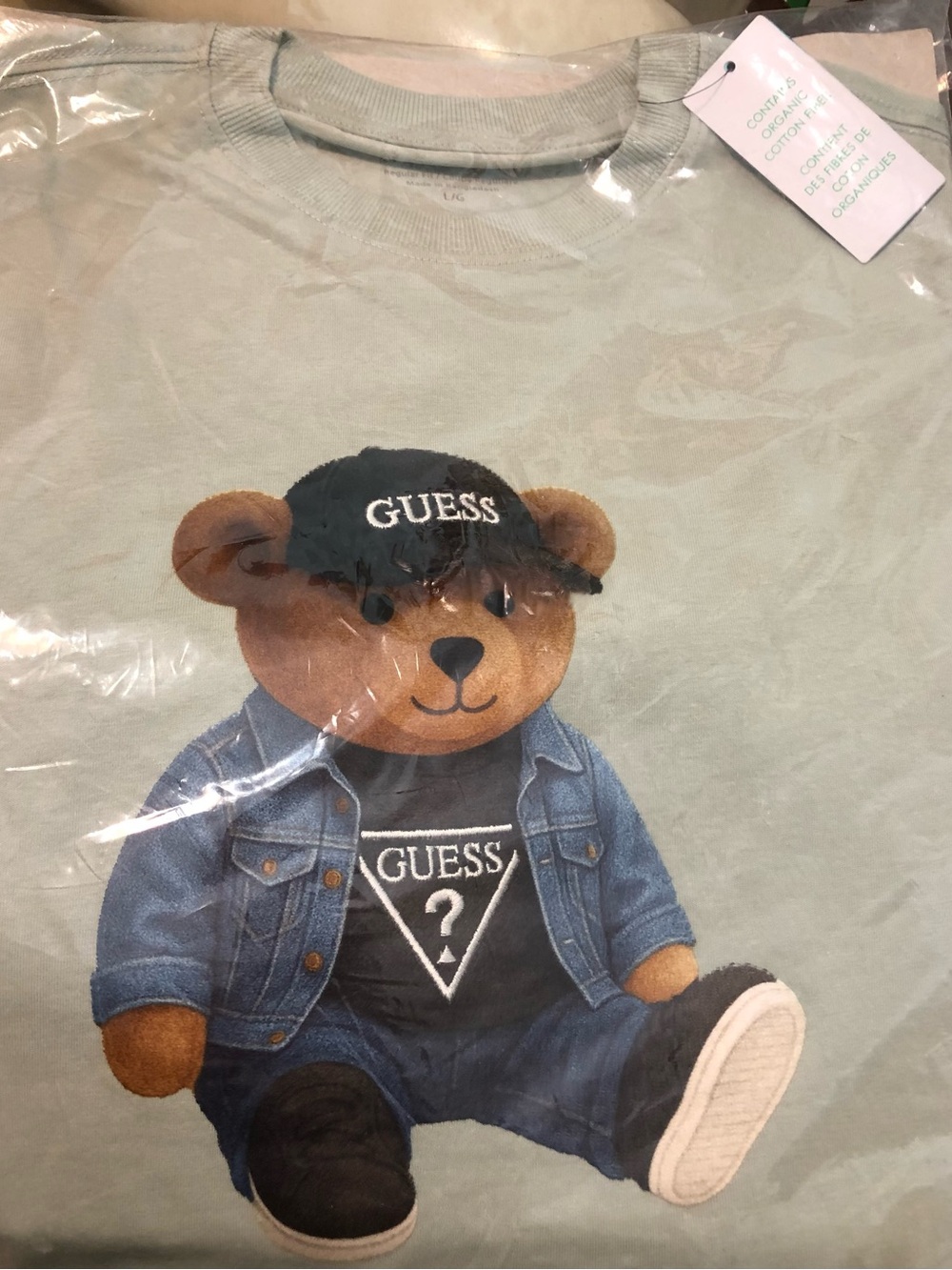 Guess Men's Light Mint Graphic Bear Tee